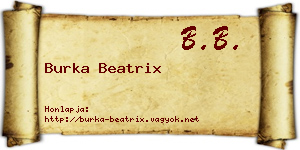 Burka Beatrix névjegykártya